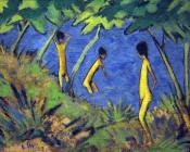 奥托米勒 - Landscape with Yellow Nudes